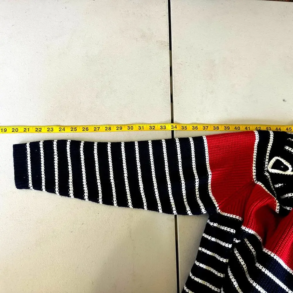 Elisabeth by Liz Claiborne White/Red/Navy‎ Blue Striped Long Tunic Sweater 2XL